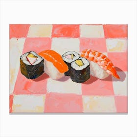 Sushi Selection Pink Checkerboard 3 Canvas Print