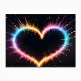 Abstract Image Of A Heart Shape Created By A Burst Of Colorful Powder On A Black Background Canvas Print