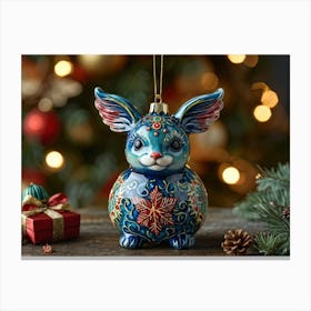 Photorealistic Depiction Of A Creature Shaped Christmas Ornament Emulating Painted Porcelain Enric Canvas Print