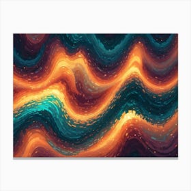 Abstract Background Of Swirling, Colorful Waves In Orange, Brown, And Blue, Resembling A Psychedelic Painting Canvas Print