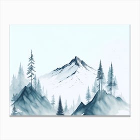 Mountain And Forest In Minimalist Watercolor Horizontal Composition 244 Canvas Print