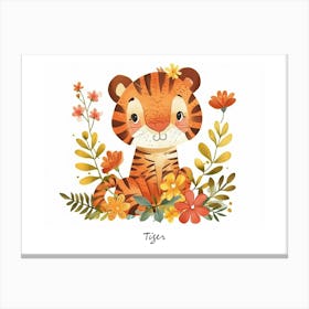 Little Floral Tiger 4 Poster Canvas Print