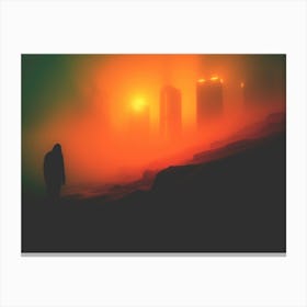 Deep Mist Burning City Skyline Canvas Print