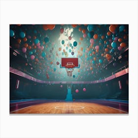 Basketball Court With Balloons Canvas Print