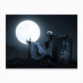 Skeleton In The Graveyard 1 Canvas Print