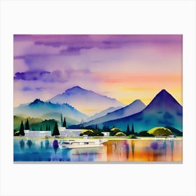 Watercolor Of Mountains Canvas Print