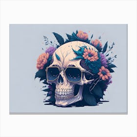Floral Skull (5) 1 Canvas Print