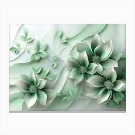 3d Artwork Abstract Floral Background With Green Flowers Canvas Print