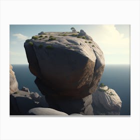 Solitary Rock Formation Perched Atop A Cliff Canvas Print
