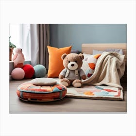 Teddy Bear In A Room Canvas Print