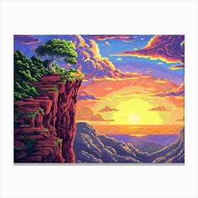 8-bit Sunset On The Cliffs Canvas Print