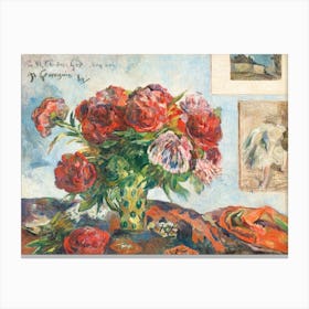 Still Life With Peonies, Paul Gauguin Canvas Print