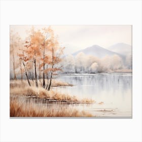 A Painting Of A Lake In Autumn 30 Canvas Print