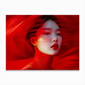 Korean Woman In Red Canvas Print