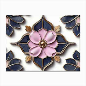 Pink And Blue Flower Canvas Print