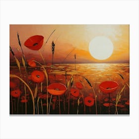 Sunset With Poppies Canvas Print