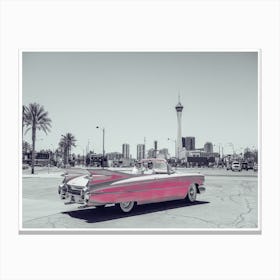 Vintage America Retro Pink Car Canvas Print