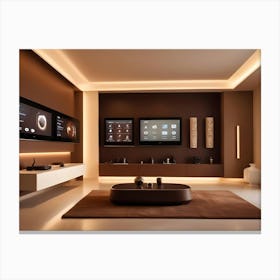 Modern Living Room Interior With A Brown Color Scheme 1 Canvas Print