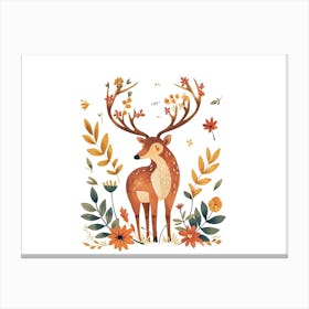 Little Floral Elk 1 Canvas Print