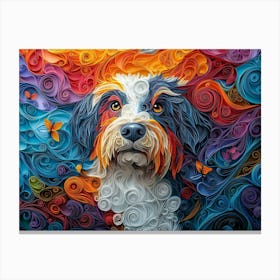 Bearded Collie Paper Quilling Dog Portrait 2 Canvas Print