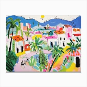 Reggio Calabria Italy Cute Watercolour Illustration 3 Canvas Print