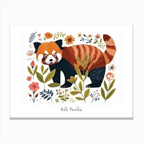 Little Floral Red Panda 2 Poster Canvas Print