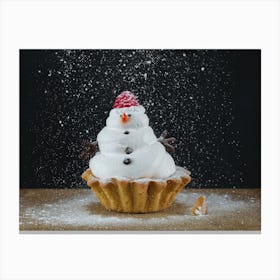 Snowman In A Cupcake Canvas Print