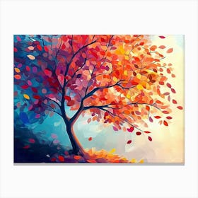 Elegant Colorful Tree With Colorful Leaves 4 Canvas Print