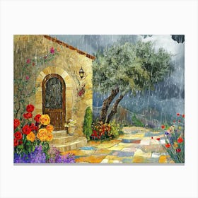 Rainy Day in a Mediterranean Garden # 2 Canvas Print