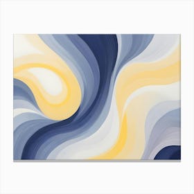 Abstract Image Of Swirling, Flowing Lines In Shades Of Blue, Yellow, And White, Resembling A Wave Or A Cosmic Landscape Canvas Print