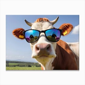 Cow With Sunglasses 8 Canvas Print