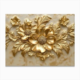 Gold Floral Wall Canvas Print