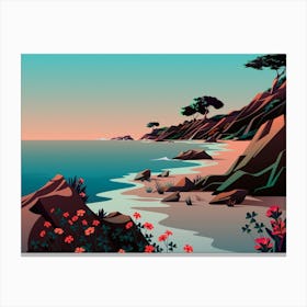 Beach Minimalist Digital Art Canvas Print