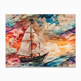 Ship on river Canvas Print