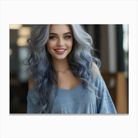 Blue Haired Girl 1 Canvas Print