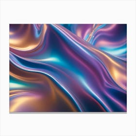 Abstract Image Of A Flowing, Iridescent Material In Shades Of Blue, Purple, And Gold Canvas Print