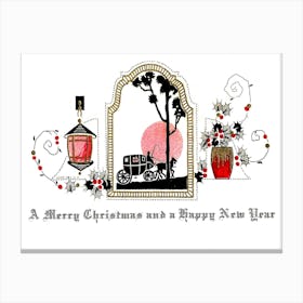 Victorian Christmas Greeting With Engraved Font Canvas Print