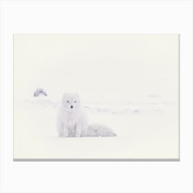 White Arctic Fox Snowy Landscape Canvas Print