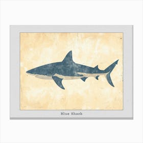 Blue Shark Grey Silhouette 7 Poster Canvas Print