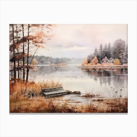 A Painting Of A Lake In Autumn 9 Canvas Print