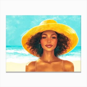 Illustration of an African American woman at the beach 30 Canvas Print