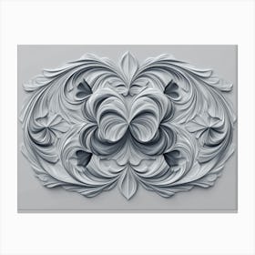 Monochrome 3d Art With Elegant Heart Flower Pattern 1 Canvas Print