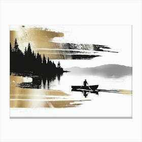 Canoe On The Lake 3 Canvas Print