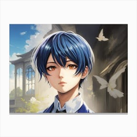 Anime boy With Blue Hair Canvas Print