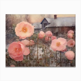 Roses on a Snowy Morning Canvas Print