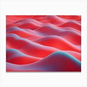 Abstract 3d Rendering Of A Landscape Of Soft, Rounded Hills In Shades Of Pink And Blue, Creating A Flowing, Undulating Surface Canvas Print