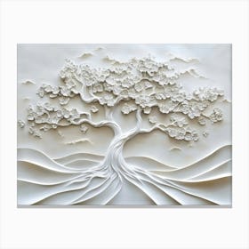 3d Relief White Tree 2 Canvas Print