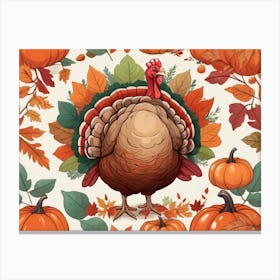 Default A Joyfully Festive Thanksgiving Illustration Featuring 1 (2) Canvas Print