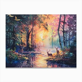 Sunset In The Forest Canvas Print