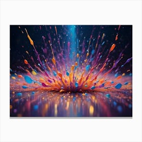 A Vibrant And Dynamic Abstract Image Of Colorful Paint Splatters On A Black Background Canvas Print